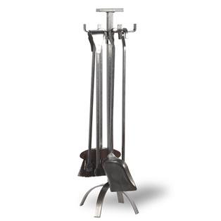 Original Tripod Fireplace Tool Set, Varnished Steel