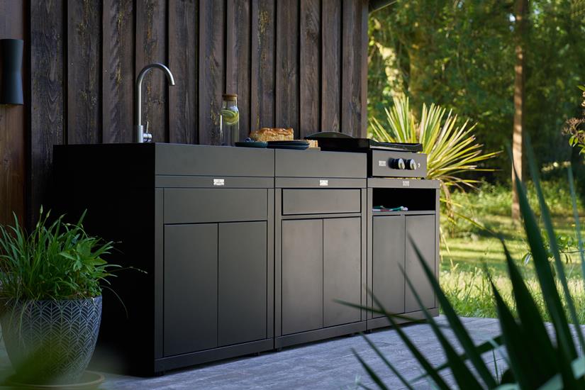 Meuble Cuisson Avec Tablette, 80 X 55 cm Noir
