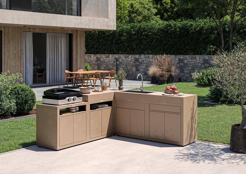 Meuble Cuisson Avec Tablette, 80 X 55 cm Taupe