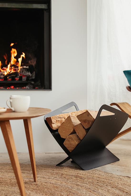 Kaminholzständer Moderne Kurve Schwarz